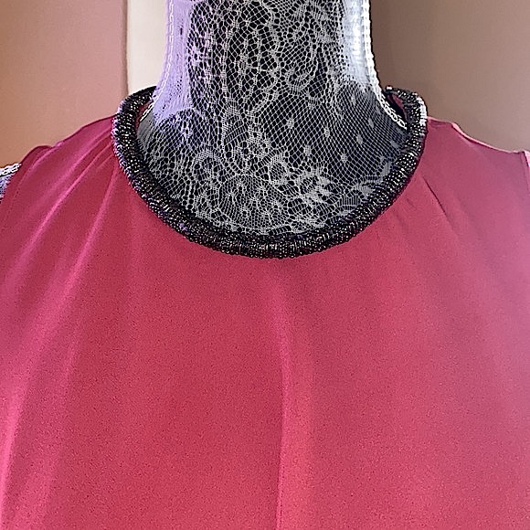 Next pink sleeveless beaded neckline ruffle blouse size 12 - Picture 4 of 10